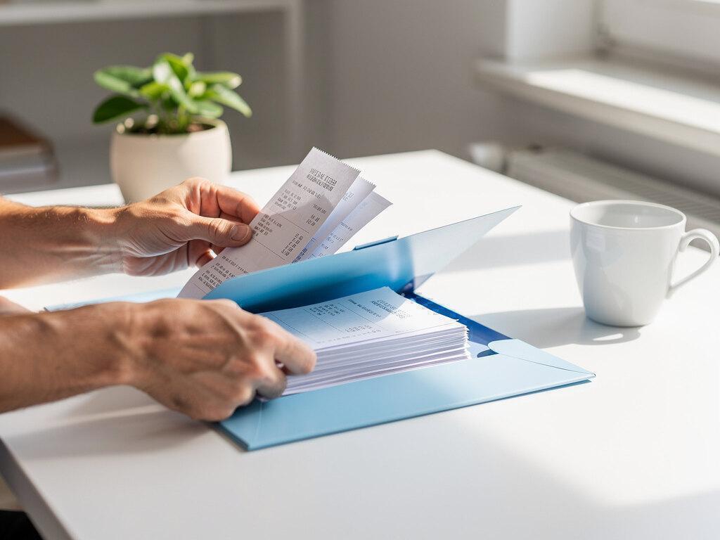 Private Belege werden in eine Mappe sortiert